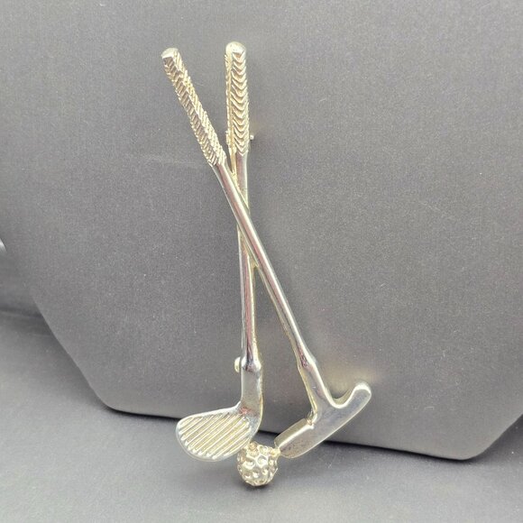 Taxco Jewelry - VTG Taxco Sterling Silver Golf Club & Ball Pin Brooch 3.25" TM-80 Mexico 20.65g